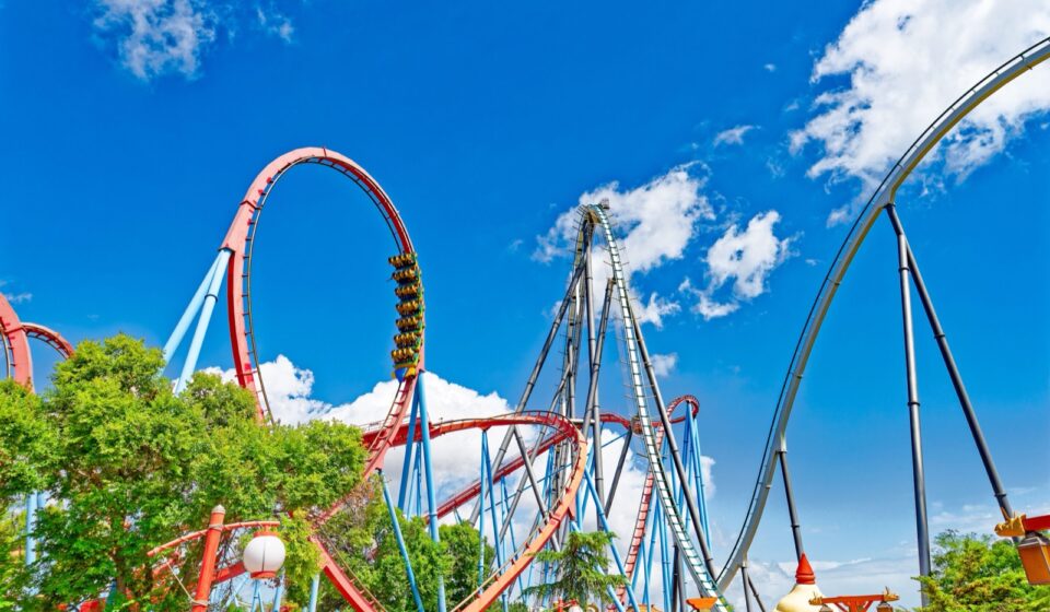 Les montagnes russes de PortAventura Park vues depuis la zone China